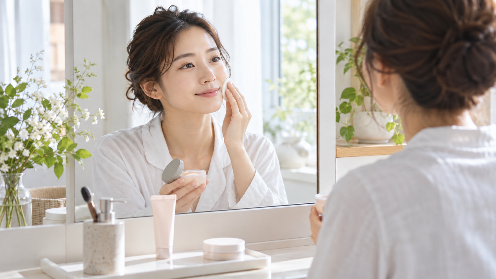 化粧下地とフェイスパウダーのみでメイクは足りる？向く人と選び方・塗り方を解説
